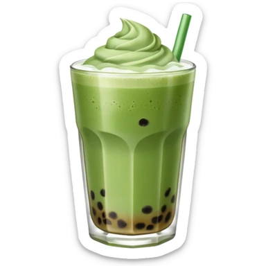 matcha latte with boba and ice without sticks and add a lil coffee  sticker