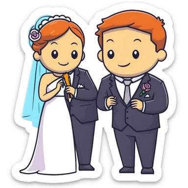 Person in fancy suit sneaking into wedding ceremony with mischievous smile, uninvited guest, smoking joint sticker