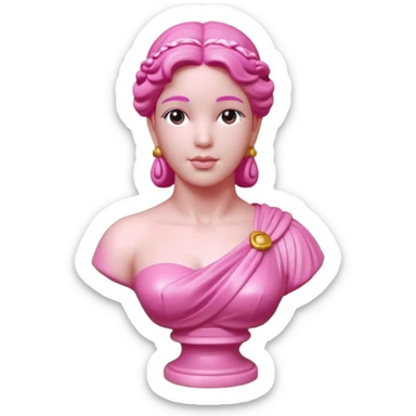 Jeff Koons style pink Grecian bust sculpture in a floral garden landscape  sticker