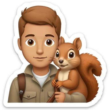 Man wird a squirrel on his shoulder sticker
