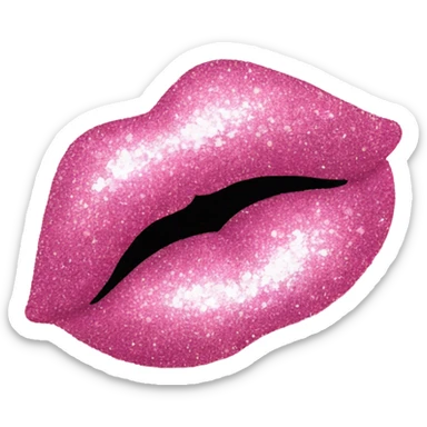 kiss pink lips with glitter sticker