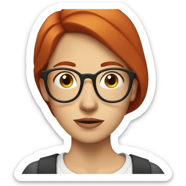 red hair woman nutritionist glasses question marks sticker