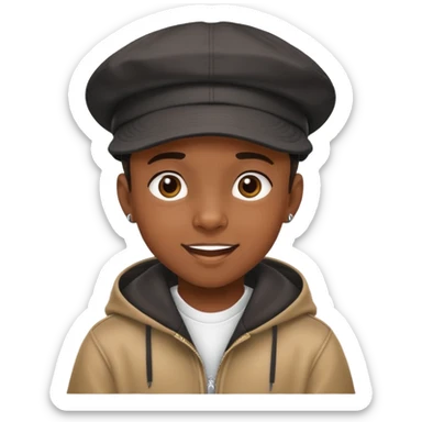 black kid with a hiphop hat, cheerful expression sticker