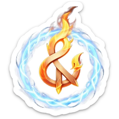  An abstract mystical fire symbol made of intertwining smoke, flame, and lightning, rune-like design, gothic realistic style, soft neutral background, emoji-style icon, clean edges. sticker