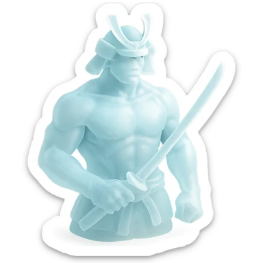 A muscular samurai with a frosted, translucent look sticker