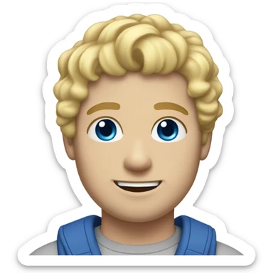 full body light curl blonde 30yo man blue eyed pale skin sticker