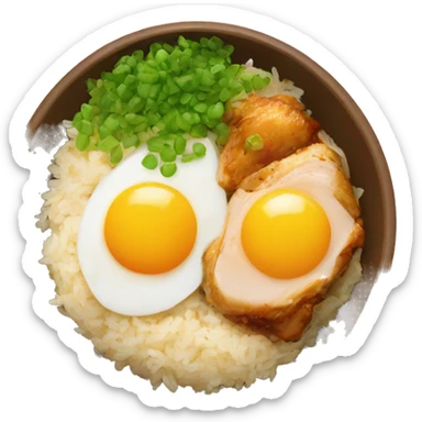 chicken thigh rice bowl with two eggs sticker