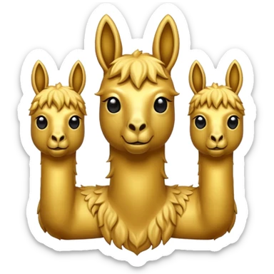 golden three headed llama emoji like a hydra sticker