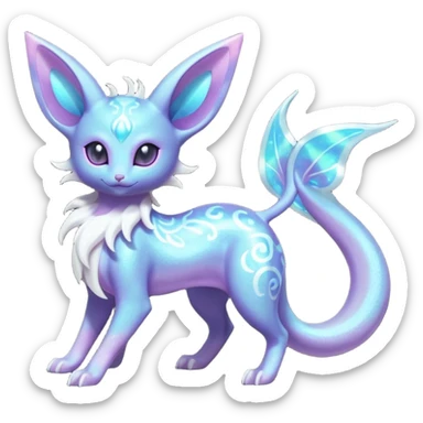 Shiny Sparkly Bioluminescent Glowing Espeon-Lumineon-Skitty-Amaura-Dragonair-Fakémon-hybrid-creature (full body)  sticker