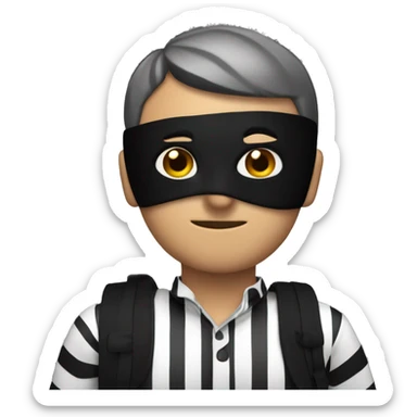 A thief with black and white striped shirt, a black mask, and a bag over his shoulder  sticker