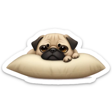 a pug dog sleeping on pillow sticker