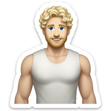 full body light curl blonde 30yo man blue eyed pale skin sticker