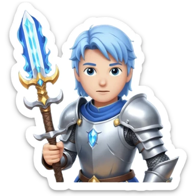 Battle mage: a knight in armor wielding both sword and magic sticker