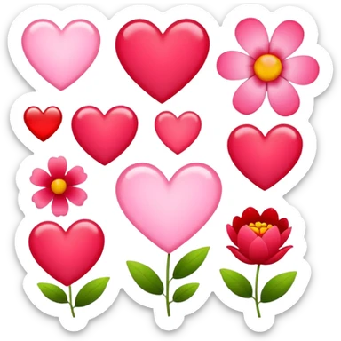 Flowers and hearts sticker