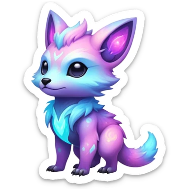 Epic Edgy Cute Colorful Vibrant Pastel Nebula Modern Vernid-Protogen-creature-animal, full body sticker