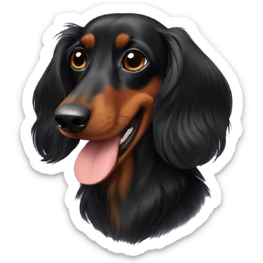 Long-haired black dachshund sticker