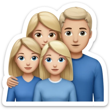 3 people. Throuple. Blank woman with blond hair and blue eye color on left. And also a blank man with brown hair and grey eye color in the middle. And a blank woman with brown hair and grey eye color on the right. Holding each other sticker