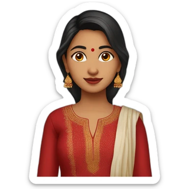 indian girl wearing full sleeve blood red kurti sticker