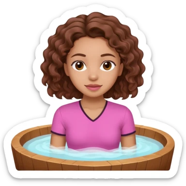 lightskin girl having a spa day with and pink shirt and brown wavy hair  sticker