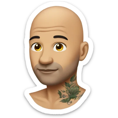 Bald man wearing tattoos  sticker