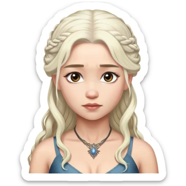 Daenerys Targaryen with platinum blonde hair from Game of Thrones, chest up portrait sticker