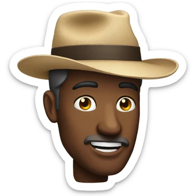 man with a itch hat sticker