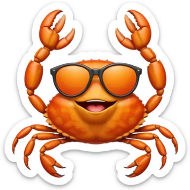 Alaska crab are moving wearing a sunglass and say hi sticker
