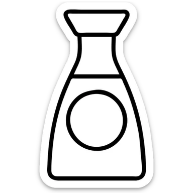 minimalist icon of a bottle of Japanese soy sauce, simple lines, no text sticker