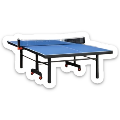 An open house garage that has a ping pong table. The view is from the street and the garage to a house is shown and it’s open sticker