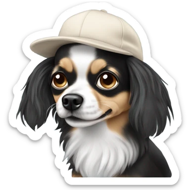 Old man with ‘blue eyes’ goatee beard ball cap  and black long haired chihuahua sticker