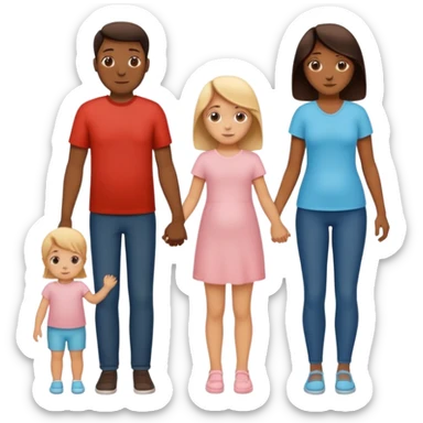 silhouette family with mom dad teenage daughter toddler son and baby.  sticker