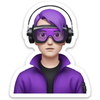 Cyberpunk man fappy head 3d puruple cyber VR -glasses only face sticker