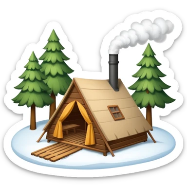 a tent that is a sauna and its smoke out the pipe
try one with snow and trees around also sticker