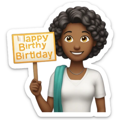 Person holding a sign that has “Happy Birthday Priya” sticker