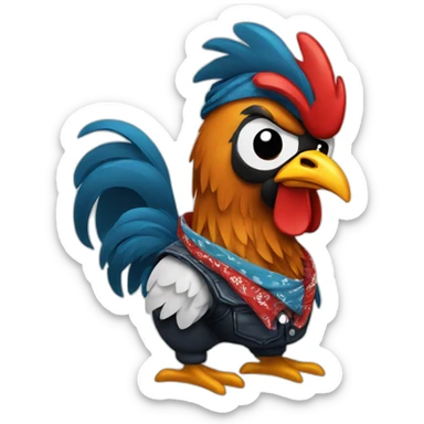 rooster wearing a bandana gangster sticker