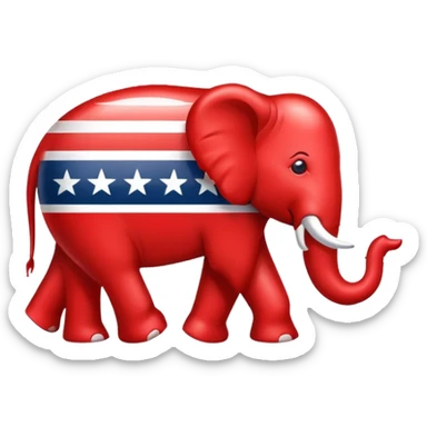 US Republican Party elephant logo red sticker