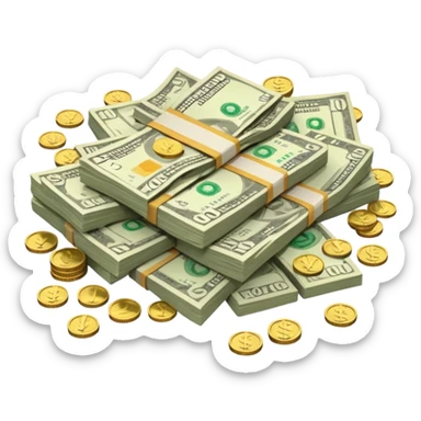 It's an image of money such as coins and bills, but there's only one or two neatly sticker