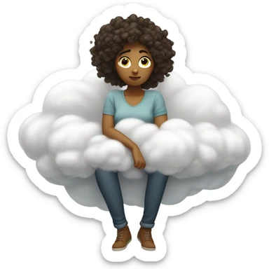 Woman dizzy on a cloud sticker