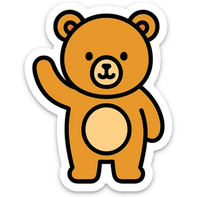 color outline icon of a bear waving hello sticker