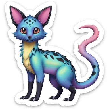 Pastel Iridescent Salandit-Umbreon-Genet-Noivern-Noibat-Serval-Hybrid (Full body) sticker