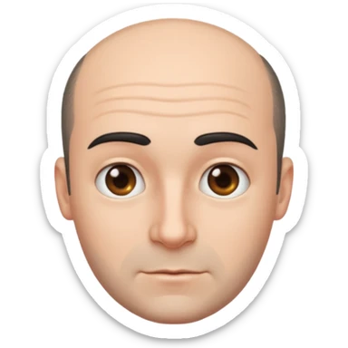 Fais un homme dégarnis sur le haut de son crâne et les cheveux noir court sur le côté sticker