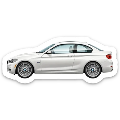 fancy white BMW car driving towards right side sticker