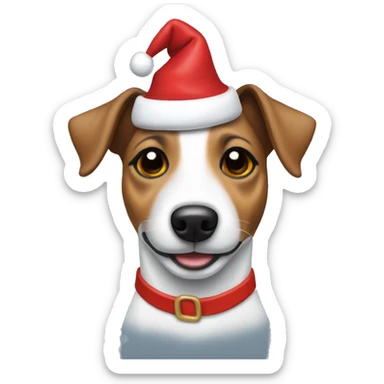 Jack Russell with a Christmas hat sticker