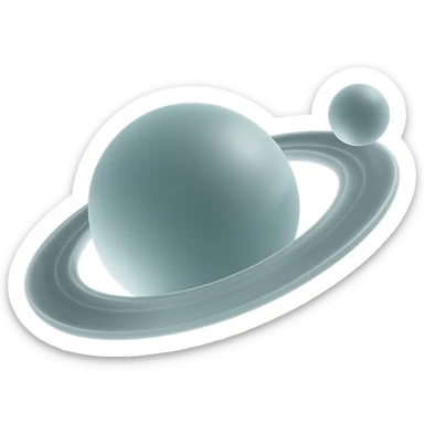 Add a moon orbiting Saturn in matte glass style, with no background. sticker
