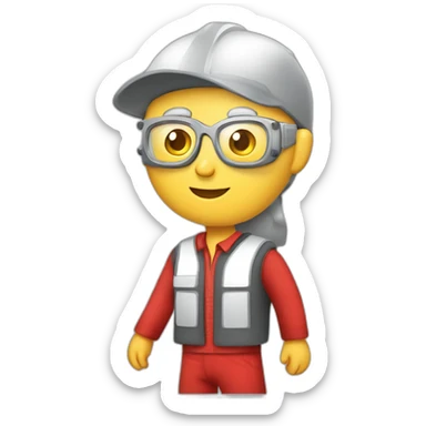 Industrial professional senior mechanical assembler working on the assembly of heavy machinery with a red outfit sticker