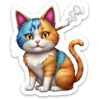 cat smoking weed sticker