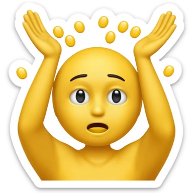 Yellow emoji doing choking emote with hands sticker