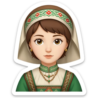 20-year-old Chechen young woman with short brown hair in traditional Chechen costume sticker