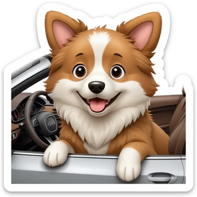 A dog in a Audi R8 sticker