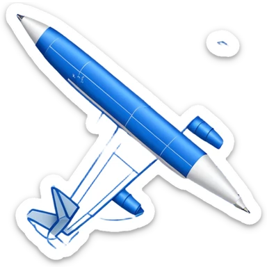 blue blueprint with one dashed line marking a start and a destination sticker